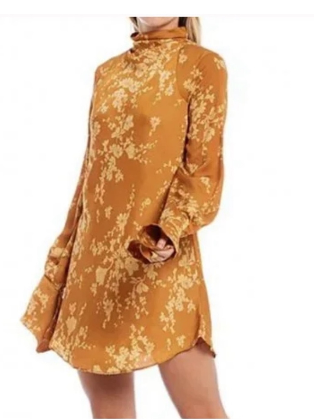 Free People Golden Floral Tie-Sleeve dress